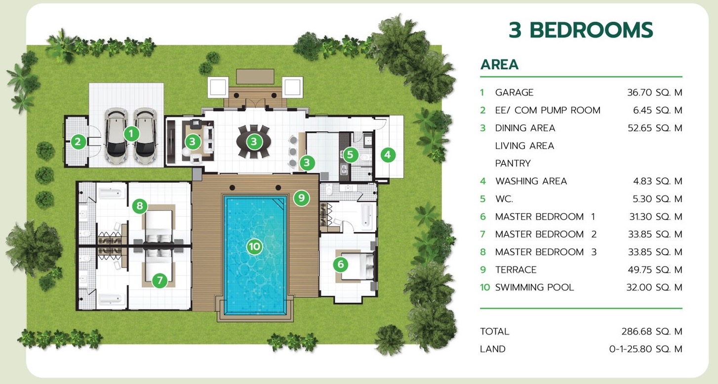 3 bedroom pool villa 